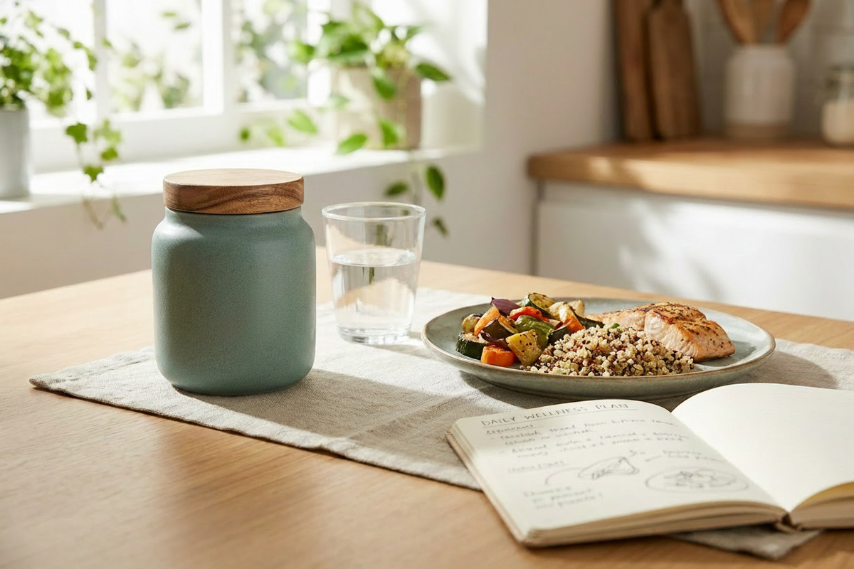 ceramic-supplement-jar-wellness-tabletop-scene