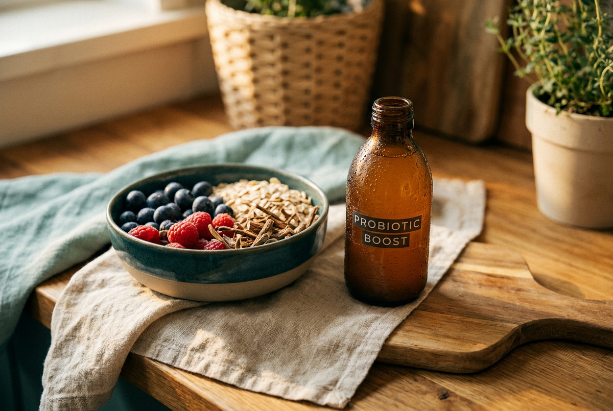 probiotic drink with breakfast