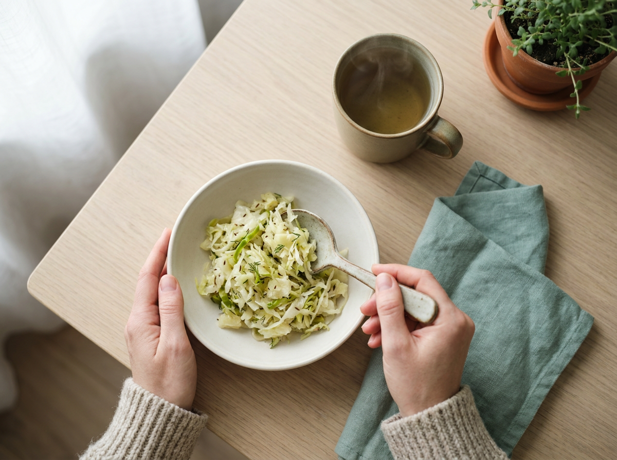 A pair of hands holding a plate of food